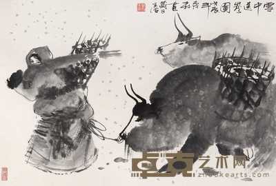 盖茂森 1988年作 雪中送炭图 镜心 46×68cm